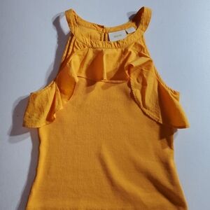 Maeve Golden Yellow Ruffle Halter Tank